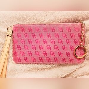 Dooney & Bourke Pink Signature Wristlet Keychain